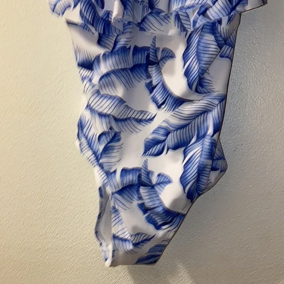 Janie and Jack blue Leaf Print Kids size 12 Swimsuit - Picture 3 of 8